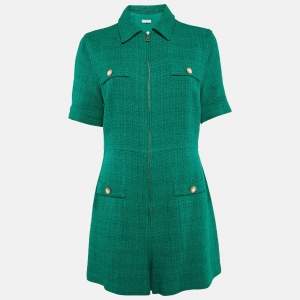 Sandro Green Tweed Zip Front Playsuit L