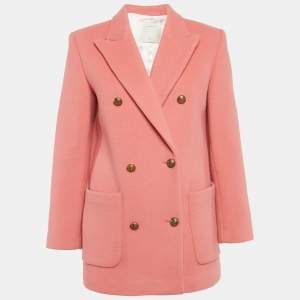 Sandro Pink Felt Double Breasted Pea Coat S