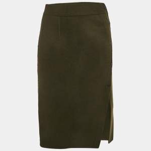 Sandro Green Wool Felt Button Detail Pencil Skirt S