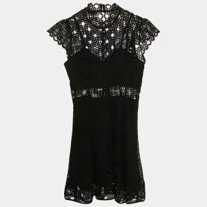 Sandro Black Lace Guipure Mini Dress S