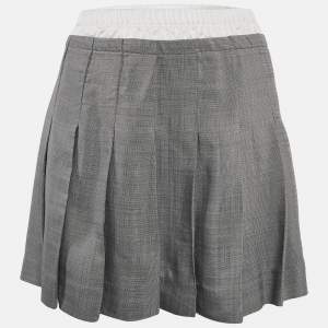 Sandro Grey Crepe Pleated Mini Skirt S
