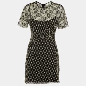 Sandro Black Embroidered Lace Knee Length Dress M