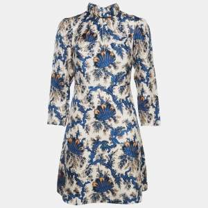 Sandro Blue/Pink Floral Print Silk Mini Dress S