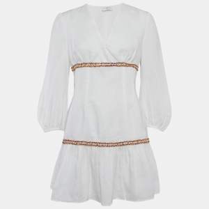Sandro White Ramie Tiered Mini Dress M