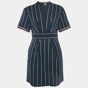 Sandro Blue Striped Cotton Blend Mini Dress L