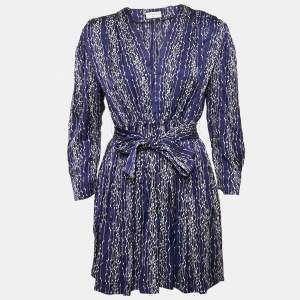Sandro Blue Striped Satin Mini Dress M