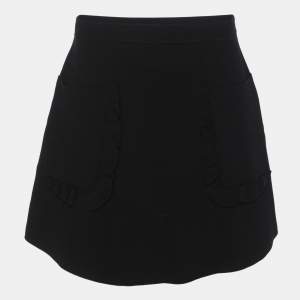 Sandro Black Rib Knit Front Pocket Mini Skirt M