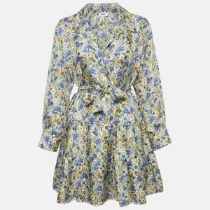 Sandro Multicolor printed Silk Belted Mini Dress M