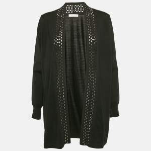 Sandro Black Wool Blend Open Front Cardigan M