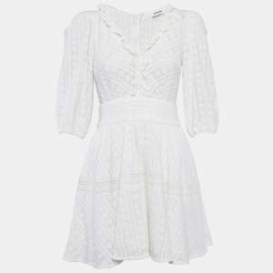 Sandro White Embroidered Cotton Mini Dress XS