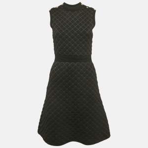 Sandro Black Quilted Knit Sleeveless Mini Dress S