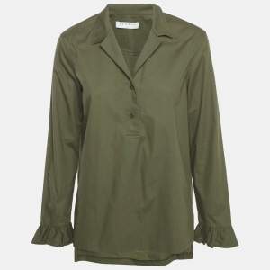 Sandro Olive Green Cotton Long Sleeve Top L