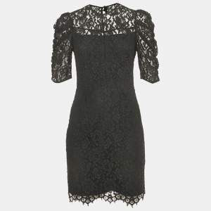 Pre Owned Sandro Black Lace Mini Dress S 