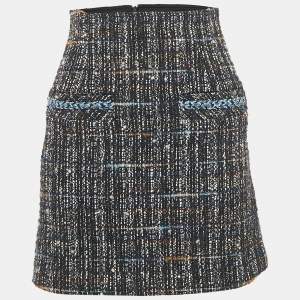 Pre Owned Sandro Navy Blue Tweed Mini Skirt XS