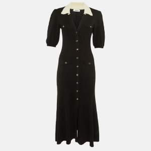 Pre Owned Sandro Black Knit Button Front Midi Dress M