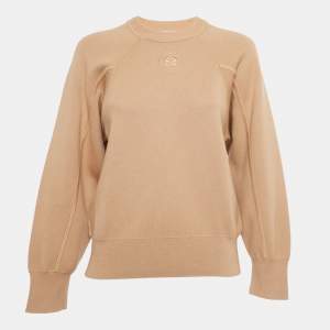 Pre Owned Sandro Beige Stretch Cotton Crewneck Sweater XS