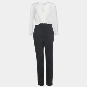 Pre Owned Sandro White /Black Crepe Jumpsuit M