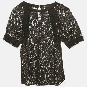 مملوكة مسبقًا Sandro Black Lace Sheer Top S