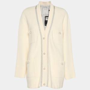 مملوكة مسبقًا Sandro Cream Knit Button Front Sweater L