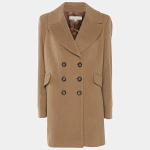 Pre Owned Sandro Brown Wool Blend Double Breast Coat L