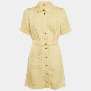 مملوكة مسبقًا Sandro Yellow Crepe Button Front Mini Dress XS