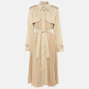 مملوكة مسبقًا Sandro Beige Gabardine Pleated Trench Coat M
