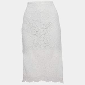 Pre Owned Sandro White Lace Asymmetric Mini Skirt L