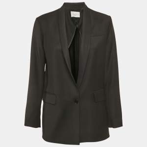 Pre Owned Sandro Black Wool Tailored Blazer L
