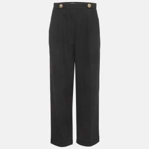 مملوكة مسبقًا Sandro Black Gabardine Tosca Straight-Leg Trousers S
