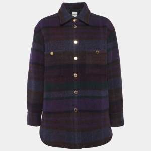 Pre Owned جاكيت ساندرو متعدد الألوان مزيج من الصوف فيلت بقبة هامشية مربعة مقاس متوسط