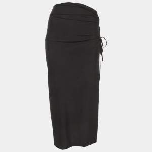 Pre Owned Sandro Black Jersey Ruche Sarong M