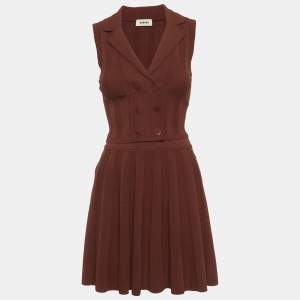 Pre Owned Sandro Brown Striped Stretch Knit Set S