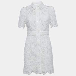 مملوكة مسبقًا Sandro Off-White Floral Guipure Lace Mini Dress S