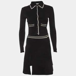 Pre Owned طقم تنورة وبلوزة محبوكة مطاطية سوداء من سندرو حجم صغير جدا