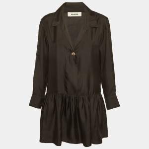 Pre Owned Sandro Black Silk Pleated Mini Dress S