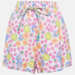 Pre Owned Sandro x Smiley Pink Floral Print Linen Blend Shorts S