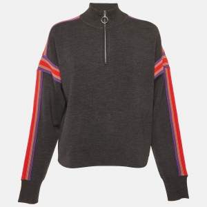 Pre Owned Sandro Black Wool Mock Neck Sweatshirt S
