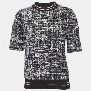 مملوكة مسبقًا ساندرو توب محبوك بنسيج بالأبيض والأسود مقاس صغير