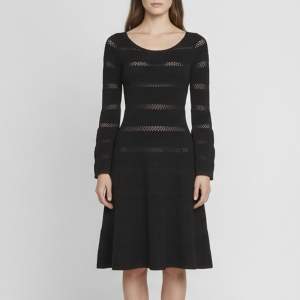 Pre Owned Sandro Black Pointelle Knit Bell Sleeve Short Dress S
