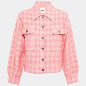 Sandro Pink Houndstooth Knitted Jacket S