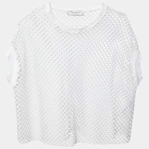 Sandro White Mesh Crew Neck Crop Top S