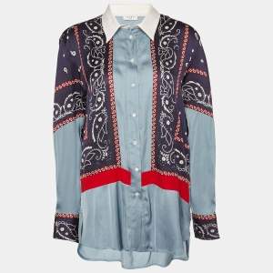 Sandro Blue Printed Crepe Shirt M