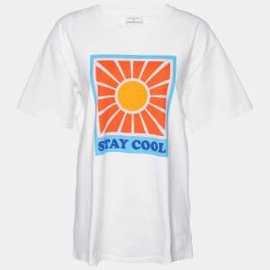 Sandro White Graphic Print Cotton Crew Neck T-Shirt M
