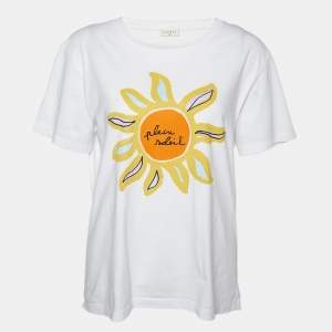 Sandro White Sun Print Cotton Crew Neck T-Shirt M