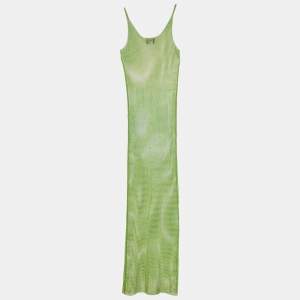 Santa Brands Green Rhinestone Embellished Mesh Sheer Maxi Dress One Size