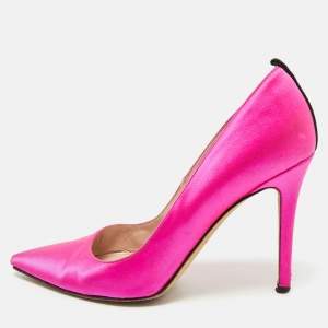 SJP Sarah Jessica Parker Fuchsia Satin Pointed Toe Pumps Size 37