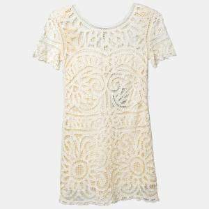 Sea Cream Battenburg Lace Shift Dress XS 