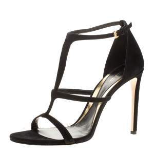 Sebastian Black Suede Strappy Open Toe Sandals Size 40