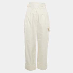See by Chloe White Powder Gabardine Belt Detail Wide-Leg Pants S
