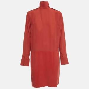 Pre Owned See by Chloé Red Crepe Silk and Crepe Short Dress M